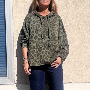 Sweat à capuche léo kaki