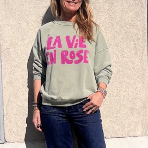 Sweat "LA VIE EN ROSE" kaki