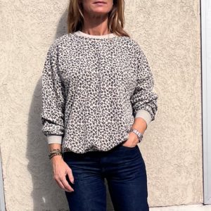 Sweat léo beige