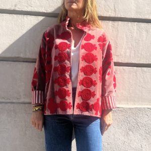 Veste India - velours vieux rose