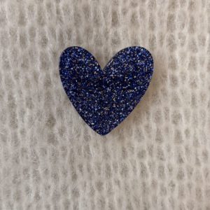 Broche coeur pailleté bleu