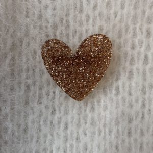 Broche coeur pailleté doré