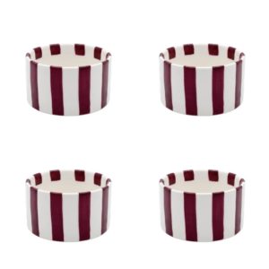 Coupelle rayées bordeaux - Coffret de 4