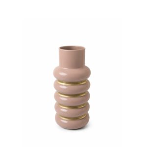 Vase ondulé rose et doré